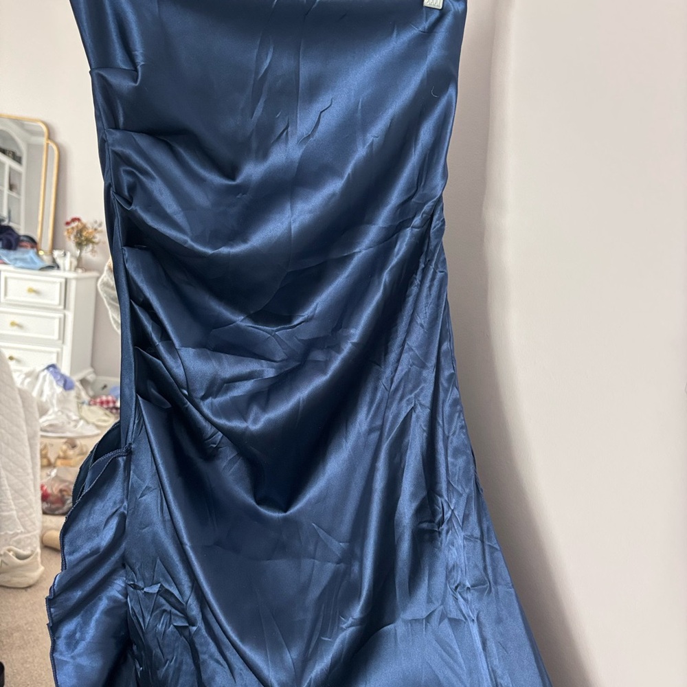 Elegant Navy Satin Dress NEVER WORN
